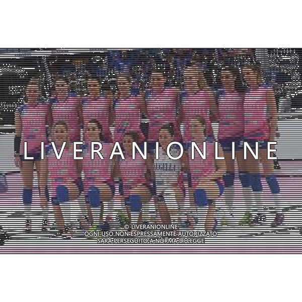 Novara - Monza, seconda semifinale della Coppa Italia 2017/2018 di Serie A1 di volley femminile al PalaDozza di Bologna 17 Febbraio 2018 Nella foto la formazione del Monza ©OPTIMAFOTO / AGENZIA ALDO LIVERANI SAS