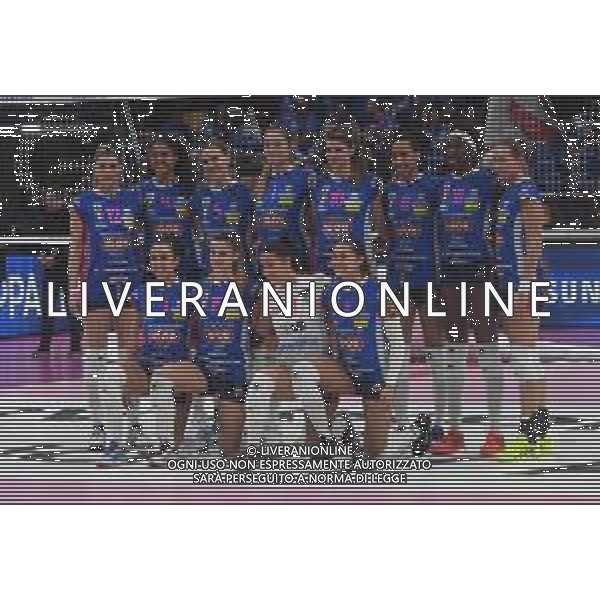 Novara - Monza, seconda semifinale della Coppa Italia 2017/2018 di Serie A1 di volley femminile al PalaDozza di Bologna 17 Febbraio 2018 Nella foto la formazione del Novara ©OPTIMAFOTO / AGENZIA ALDO LIVERANI SAS