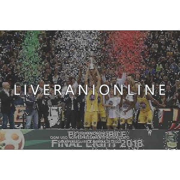 Poste Mobile Final Eight 18/02/2018 Fiat Torino - Germani Basket Brescia nella foto: torino esultanza finale ©Claudio Zamagni/Agenzia Aldo Liverani torino final exultation during Poste Mobile Final Eight Italian Basketball Cup 2018 - Fiat Torino against Germani Basket Brescia at Mandela Forum in Florence, on February 18, 2018 photo credit by Claudio Zamagni/Aldo Liverani Photo Agency