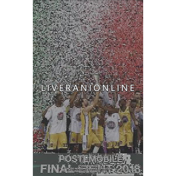 Poste Mobile Final Eight 18/02/2018 Fiat Torino - Germani Basket Brescia nella foto: torino esultanza finale ©Claudio Zamagni/Agenzia Aldo Liverani torino final exultation during Poste Mobile Final Eight Italian Basketball Cup 2018 - Fiat Torino against Germani Basket Brescia at Mandela Forum in Florence, on February 18, 2018 photo credit by Claudio Zamagni/Aldo Liverani Photo Agency