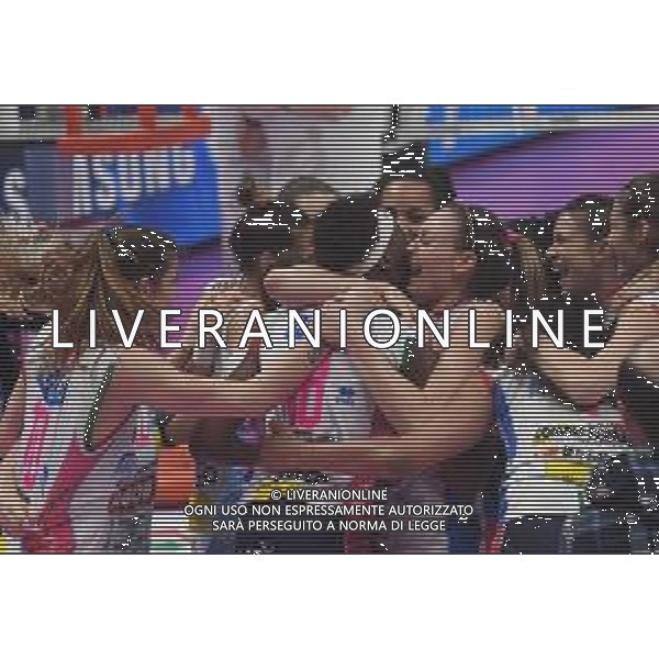 Conegliano - Novara, Finale Coppa Italia 2018 Volley Femminile al PalaDozza di Bologna 18/02/2018 nella foto esultanza e festeggiamenti del Novara per la vittoria ©OPTIMAFOTO / AGENZIA ALDO LIVERANI SAS