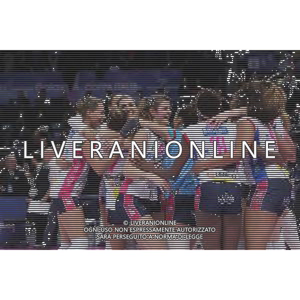 Bologna 18 Febbraio 2018 Coppa Italia Novara Vince - CONEGLIANO Vs NOVARA Finale Coppa Italia 2018 Volley Femminile al PalaDozza di Bologna 18/02/2018 nella foto esultanza Novara ©SANNA / AGENZIA ALDO LIVERANI SAS