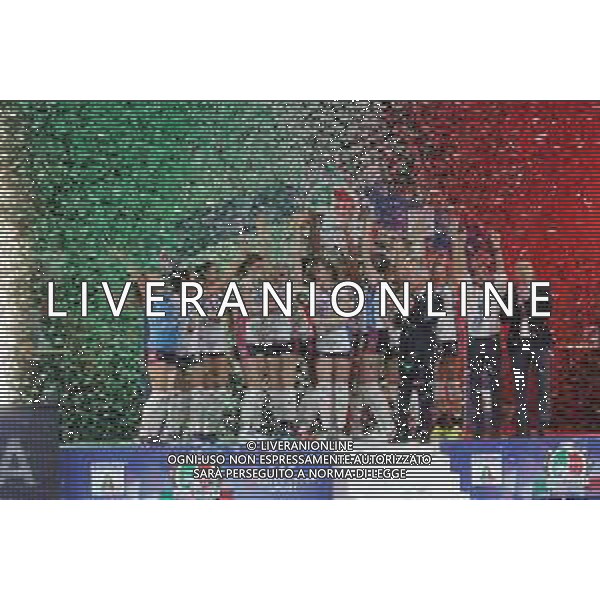 Bologna 18 Febbraio 2018 Coppa Italia Novara Vince - CONEGLIANO Vs NOVARA Finale Coppa Italia 2018 Volley Femminile al PalaDozza di Bologna 18/02/2018 nella foto la premiazione - esultanza e festeggiamenti ©SANNA / AGENZIA ALDO LIVERANI SAS