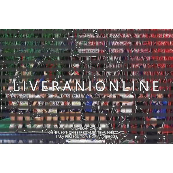 Bologna 18 Febbraio 2018 Coppa Italia Novara Vince - CONEGLIANO Vs NOVARA Finale Coppa Italia 2018 Volley Femminile al PalaDozza di Bologna 18/02/2018 nella foto la premiazione - esultanza e festeggiamenti ©SANNA / AGENZIA ALDO LIVERANI SAS