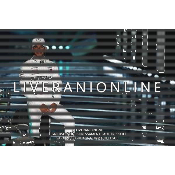 Lewis Hamilton (GBR) Mercedes AMG F1 with the Mercedes AMG F1 W09. 22.02.2018. Mercedes AMG F1 W09 Launch, Silverstone, England. / AGENZIA ALDO LIVERANI SAS - ITALY ONLY EDITORIAL USE ONLY