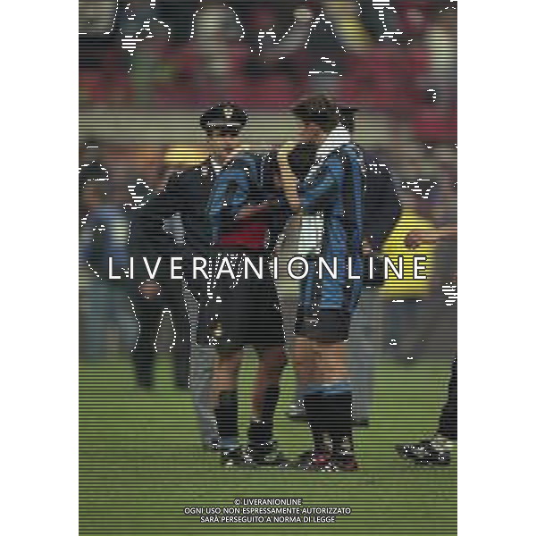 21-05-1997 MILANO FINALE DI COPPA UEFA INTER SHALKE 04 1-0 DOPO I RIGORI 4-1 NELLA FOTO JAVIER ZANETTI CONSOLA IVAN ZAMORANO AG ALDO LIVERANI SAS