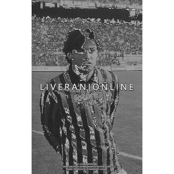 RETROSPETTIVA MARCO MACINA CALCIATORE 1985-86 NELLA FOTO MARCO MACINA CON LA MAGLIA DEL MILAN AG ALDO LIVERANI SAS