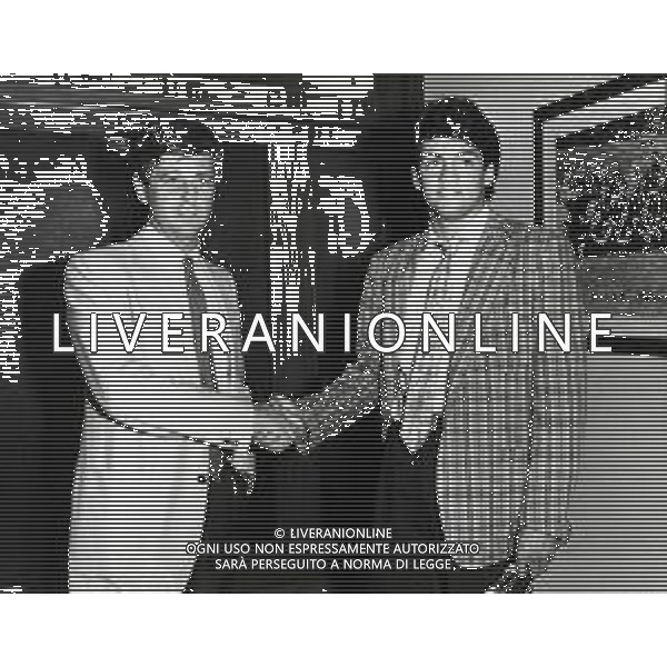 RETROSPETTIVA MARCO MACINA CALCIATORE NELLA FOTO MARCO MACINA NELLA SEDE DEL MILAN CON GIANNI RIVERA AG ALDO LIVERANI SAS