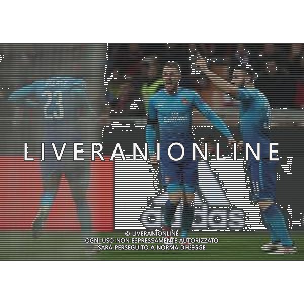 UEFA Europa League 2017/2018 Ottavi di Finale Andata Milano - 08.03.2018 Milan-Arsenal Nella Foto: esultanza dopo il gol di Aaron Ramsey /Ph.Vitez-Ag. Aldo Liverani