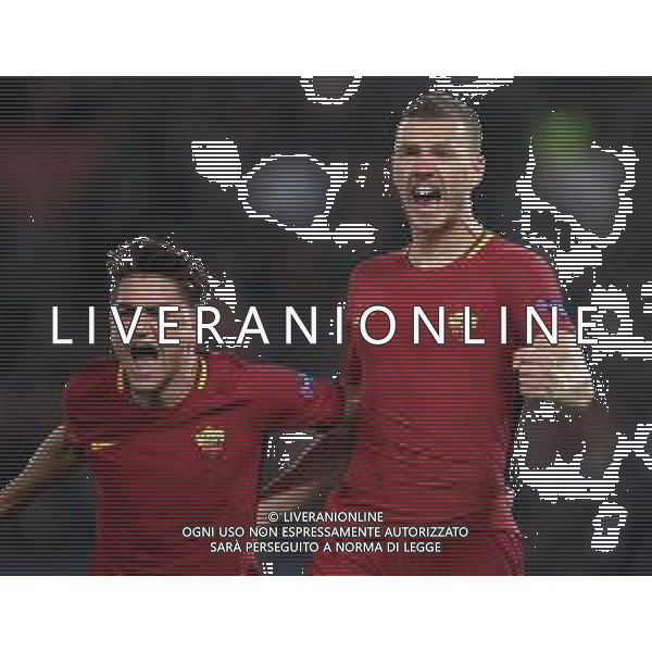 UEFA Champions League 2017/2018 Ottavi di Finale Ritorno Roma - 13.03.2018 Roma-Shakhtar Donetsk Nella Foto: esultanza dopo il gol di dzeko edin /Ph.Vitez-Ag. Aldo Liverani