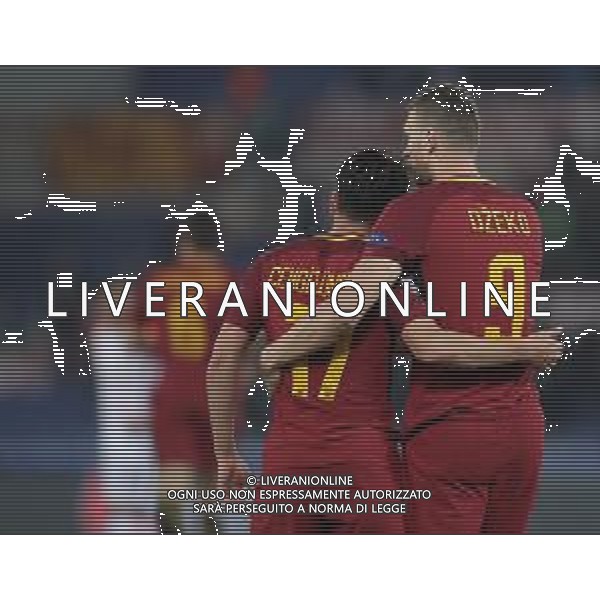 UEFA Champions League 2017/2018 Ottavi di Finale Ritorno Roma - 13.03.2018 Roma-Shakhtar Donetsk Nella Foto: esultanza dopo il gol di dzeko edin con cengiz under /Ph.Vitez-Ag. Aldo Liverani
