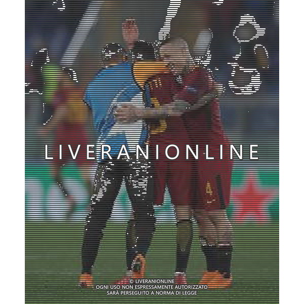 UEFA Champions League 2017/2018 Ottavi di Finale Ritorno Roma - 13.03.2018 Roma-Shakhtar Donetsk Nella Foto: rada nainggolan e diego perotti esultanza a fine gara per la qualificazione /Ph.Vitez-Ag. Aldo Liverani