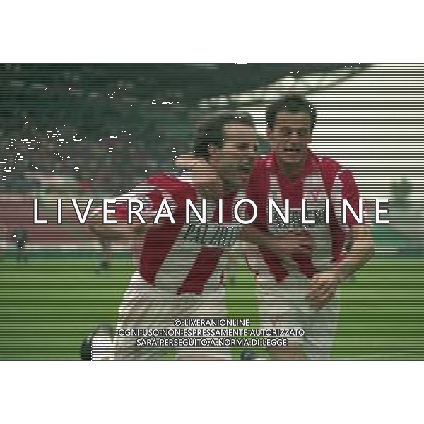20-04-1997 REGGIO EMILIA CAMPO NEUTRO - CAMPIONATO DI SERIE A VICENZA PERUGIA 4-1 NELLA FOTO GIOVANNI CORNACCHINI E GABRIELE AMBROSETTI AG ALDO LIVERANI SAS