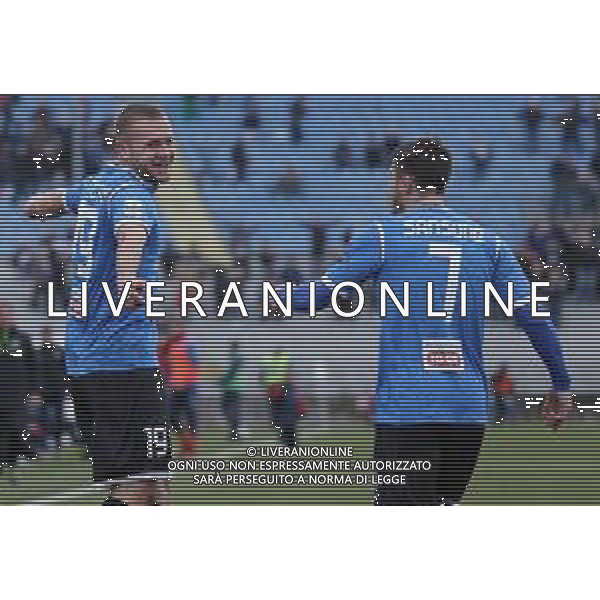 Campionato di Calcio Serie B ConTe.it 2017/2018 31a Giornata Novara - 17.03.2018 Novara-Palermo Nella Foto: esultanza dopo il gol di puscas George con Gianluca Sansone /Ph.Vitez-Ag. Aldo Liverani