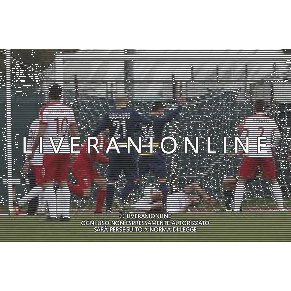 Santarcangelo - Triestina Campionato di calcio Serie C girone B 18/03/2017 nella foto: il gol di marco briganti ©Claudio Zamagni/Agenzia Aldo Liverani / AGENZIA ALDO LIVERANI SAS - Santarcangelo - Triestina Campionato di calcio Serie C girone B 18-03-2018