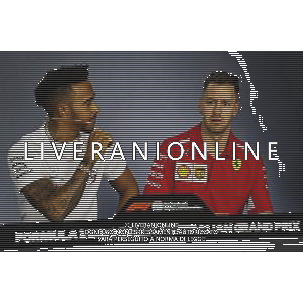 (L to R): Lewis Hamilton (GBR) Mercedes AMG F1 and Sebastian Vettel (GER) Ferrari in the FIA Press Conference. 22.03.2018. Formula 1 World Championship, Rd 1, Australian Grand Prix, Albert Park, Melbourne, Australia, Preparation Day. / AGENZIA ALDO LIVERANI SAS - ITALY ONLY EDITORIAL USE ONLY