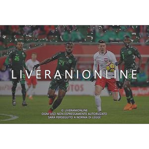 2018.03.23 Wroclaw Pilka Nozna Reprezentacja mecz towarzyski Polska - Nigeria N/z Brian Idowu, Robert Lewandowski Foto Rafal Rusek / PressFocus 2018.03.23 Wroclaw Football Friendly Game Poland - Nigeria Brian Idowu, Robert Lewandowski Credit: Rafal Rusek / PressFocus / NEWSPIX.PL --- Newspix.pl