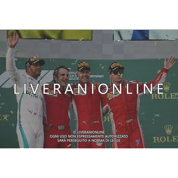 1st place Sebastian Vettel (GER) Ferrari SF71H, 2nd place Lewis Hamilton (GBR) Mercedes AMG F1 W09 and 3rd place Kimi Raikkonen (FIN) Ferrari SF71H. 25.03.2018. Formula 1 World Championship, Rd 1, Australian Grand Prix, Albert Park, Melbourne, Australia, Race Day. / AGENZIA ALDO LIVERANI SAS - ITALY ONLY EDITORIAL USE ONLY