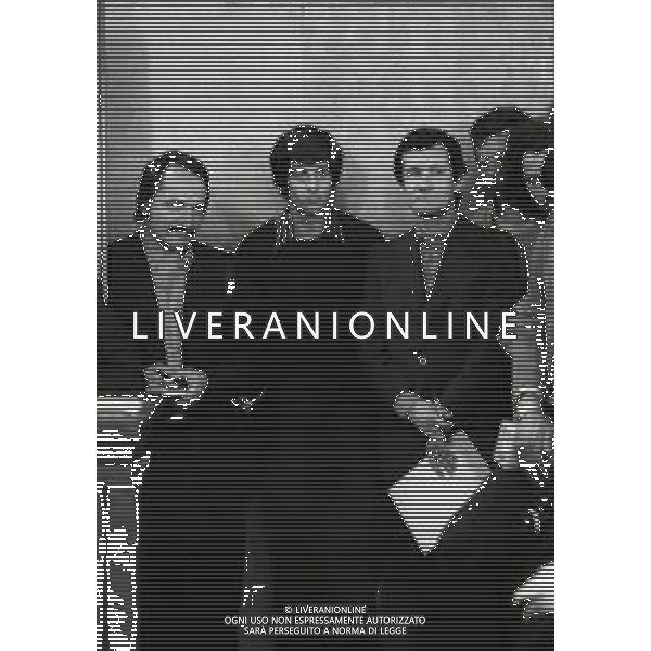 1973 MILANO-PROCESSO PER TRUFFA A PADRE ELIGIO NELLA FOTO IL GIORNALISTA SILVANO TAUCERI E GIANNI RIVERA AG ALDO LIVERANI SAS