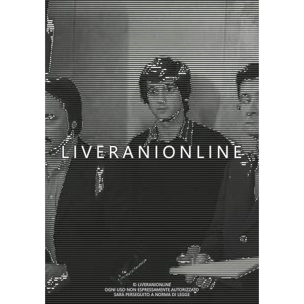 1973 MILANO-PROCESSO PER TRUFFA A PADRE ELIGIO NELLA FOTO IL GIORNALISTA SILVANO TAUCERI E GIANNI RIVERA AG ALDO LIVERANI SAS