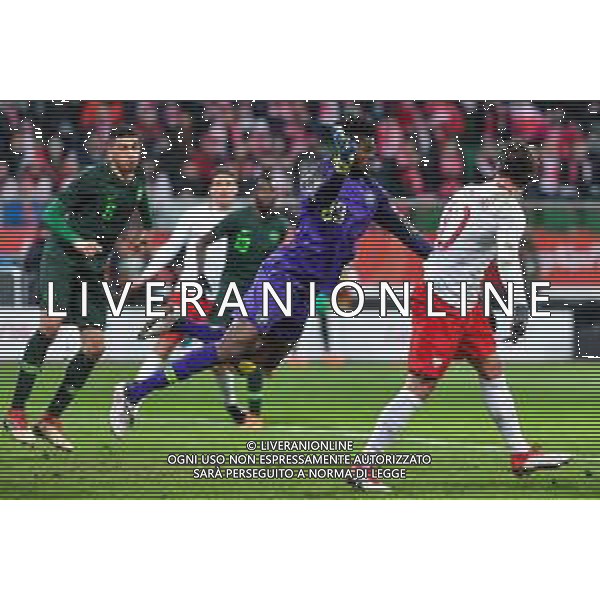 23.03.2018 WROCLAW STADION WROCLAW ( POLAND ) PILKA NOZNA ( FOOTBALL ) MECZ TOWARZYSKI REPREZENTACJI NARODOWYCH ( INTERNATIONAL FRIENDLY GAME ) MECZ POLSKA - NIGERIA ( POLAND - NIGERIA ) NZ FRANCIS UZOHO GRZEGORZ KRYCHOWIAK FOTO MICHAL STANCZYK / CYFRASPORT / NEWSPIX.PL --- Newspix.pl AG ALDO LIVERANI SAS ONLY ITALY