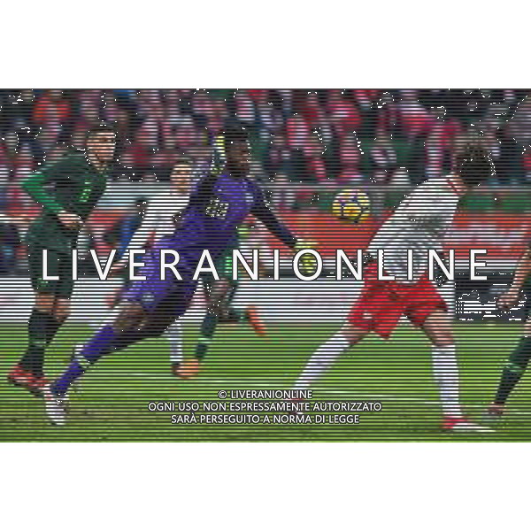 23.03.2018 WROCLAW STADION WROCLAW ( POLAND ) PILKA NOZNA ( FOOTBALL ) MECZ TOWARZYSKI REPREZENTACJI NARODOWYCH ( INTERNATIONAL FRIENDLY GAME ) MECZ POLSKA - NIGERIA ( POLAND - NIGERIA ) NZ FRANCIS UZOHO GRZEGORZ KRYCHOWIAK FOTO MICHAL STANCZYK / CYFRASPORT / NEWSPIX.PL --- Newspix.pl AG ALDO LIVERANI SAS ONLY ITALY
