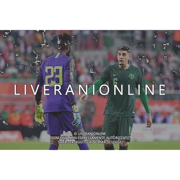 23.03.2018 WROCLAW STADION WROCLAW ( POLAND ) PILKA NOZNA ( FOOTBALL ) MECZ TOWARZYSKI REPREZENTACJI NARODOWYCH ( INTERNATIONAL FRIENDLY GAME ) MECZ POLSKA - NIGERIA ( POLAND - NIGERIA ) NZ FRANCIS UZOHO LEON BALOGUN FOTO MICHAL STANCZYK / CYFRASPORT / NEWSPIX.PL --- Newspix.pl AG ALDO LIVERANI SAS ONLY ITALY
