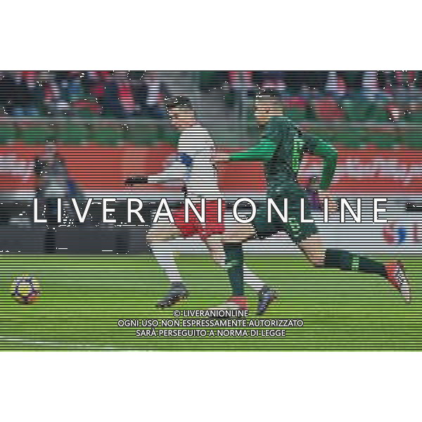 23.03.2018 WROCLAW STADION WROCLAW ( POLAND ) PILKA NOZNA ( FOOTBALL ) MECZ TOWARZYSKI REPREZENTACJI NARODOWYCH ( INTERNATIONAL FRIENDLY GAME ) MECZ POLSKA - NIGERIA ( POLAND - NIGERIA ) NZ ROBERT LEWANDOWSKI LEON BALOGUN FOTO MICHAL STANCZYK / CYFRASPORT / NEWSPIX.PL --- Newspix.pl AG ALDO LIVERANI SAS ONLY ITALY
