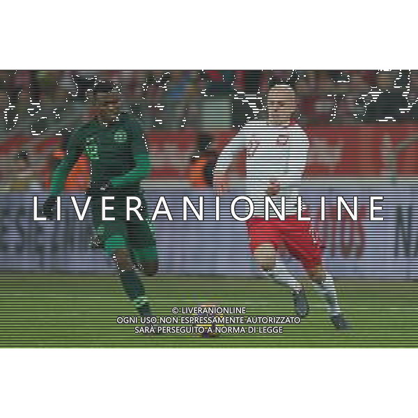 23.03.2018, Wroclaw, Polska - Nigeria , mecz towarzyski , International football friendly match , N Z Abdullahi Shehu (NGR), Rafal Kurzawa (POL) , FOT. Adam Jastrzebowski / newspix.pl --- Newspix.pl AG ALDO LIVERANI SAS ONLY ITALY