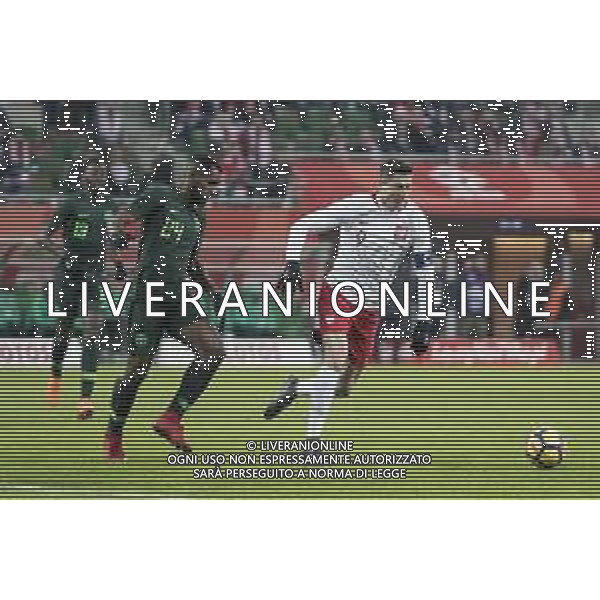 Wroclaw 23.03.2018 REPREZENTACJA POLSKI W PILCE NOZNEJ Mecz towarzyski. Polska - Nigeria MIEDZYNARODOWY MECZ TOWARZYSKI - INTERNATIONAL FRIENDLY MATCH POLAND - NIGERIA NZ Brian Idowu , Robert Lewandowski FOT. WOJCIECH TARCHALSKI / 400mm.pl / NEWSPIX.PL --- Newspix.pl AG ALDO LIVERANI SAS ONLY ITALY