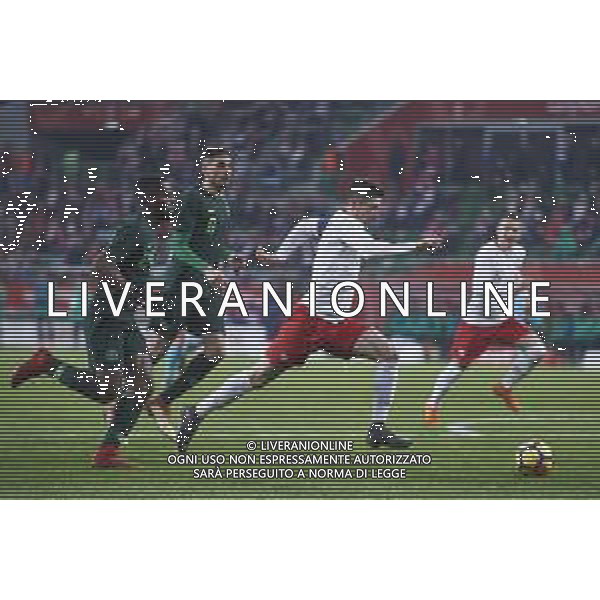 23.03.2018 WROCLAW, STADION WROCLAW PILKA NOZNA (FOOTBALL) MECZ TOWARZYSKI REPREZENTACJI NARODOWYCH (INTERNATIONAL FRIENDLY GAME) MECZ (GAME) POLAND - NIGERIA NZ BRIAN IDOWU, LOEN BALOGUN, ROBERT LEWANDOWSKI FOTO RADOSLAW JOZWIAK / CYFRASPORT / NEWSPIX.PL --- Newspix.pl AG ALDO LIVERANI SAS ONLY ITALY