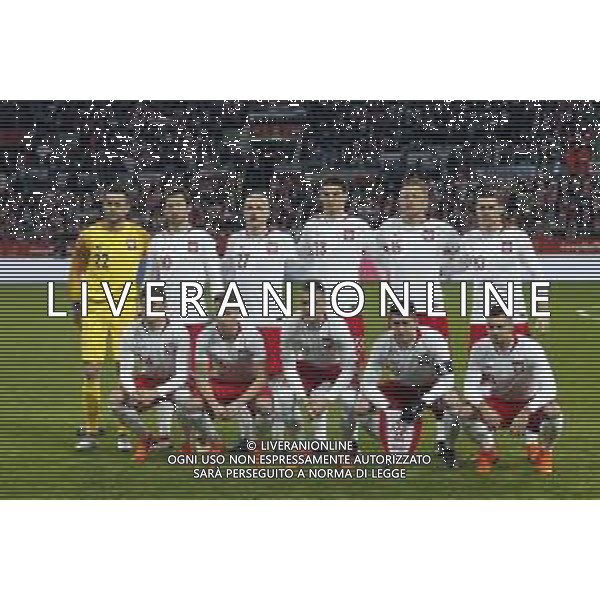 WROCLAW 23.03.2018 SPORT PILKA NOZNA FOOTBALL MIEDZYNARODOWY MECZ TOWARZYSKI - INTERNATIONAL FRIENDLY MATCH POLSKA - NIGERIA POLAND - NIGERIA NZ. GORNY RZAD - LUKASZ FABIANSKI (POL) GRZEGORZ KRYCHOWIAK (POL) RAFAL KURZAWA MARCIN KAMINSKI KAMIL GLIK (POL) LUKASZ PISZCZEK. DOLNY RZAD - DAWID KOWNACKI PRZEMYSLAW FRANKOWSKI PIOTR ZIELINSKI ROBERT LEWANDOWSKI (POL) KAROL LINETTY (POL) FOT. MICHAL CHWIEDUK / FOKUSMEDIA.COM.PL / NEWSPIX.PL --- Newspix.pl AG ALDO LIVERANI SAS ONLY ITALY
