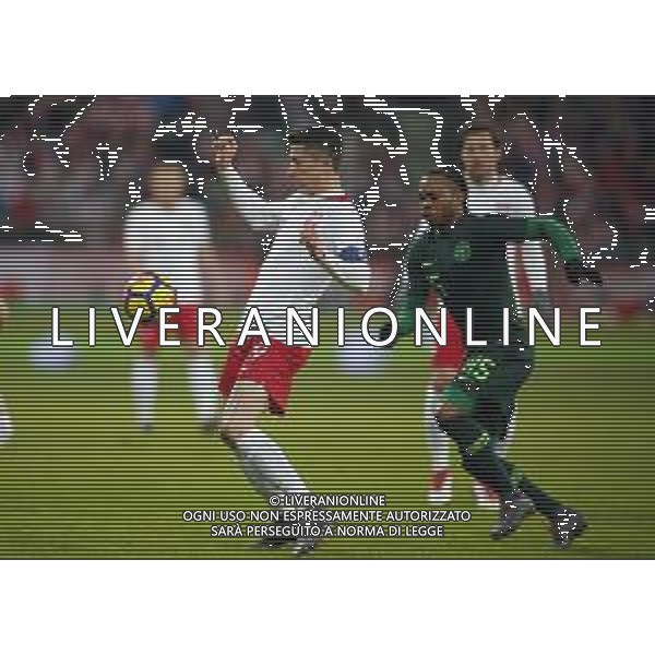 WROCLAW STADION MIEJSKI 23.03.2018 MECZ TOWARZYSKI PILKA NOZNA POLSKA (BIALO-CZERWONE) - NIGERIA (zielone) NZ Robert Lewandowski , Joel Obi . FOT TOMASZ WANTULA / NEWSPIX.PL WROCLAW 23.03.2018 FOOTBALL MEN\'S FRIENDLY GAME POLAND - NIGERIA TOMASZ WANTULA / NEWSPIX.PL --- Newspix.pl AG ALDO LIVERANI SAS ONLY ITALY