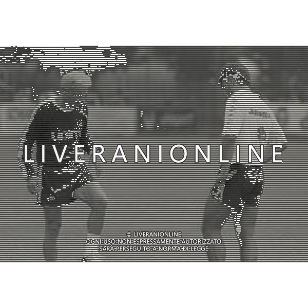 1991-1992 RETROSPETTIVA GIOVANNI TRAPATTONI ALLENATORE JUVENTUS CALCIO NELLA FOTO GIOVANNI TRAPATTONI CON PIERLUIGI CASIRAGHI AG ALDO LIVERANI SAS