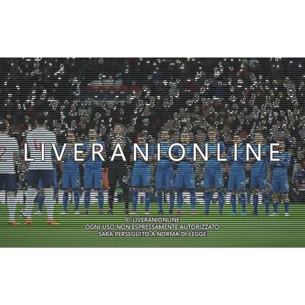 Amichevole Londra - 27.03.2018 Inghilterra-Italia Nella Foto: le due formazioni schierate nel prepartita durante il minuto di silenzio per la morte di Davide Astori /Ph.Vitez-Ag. Aldo Liverani