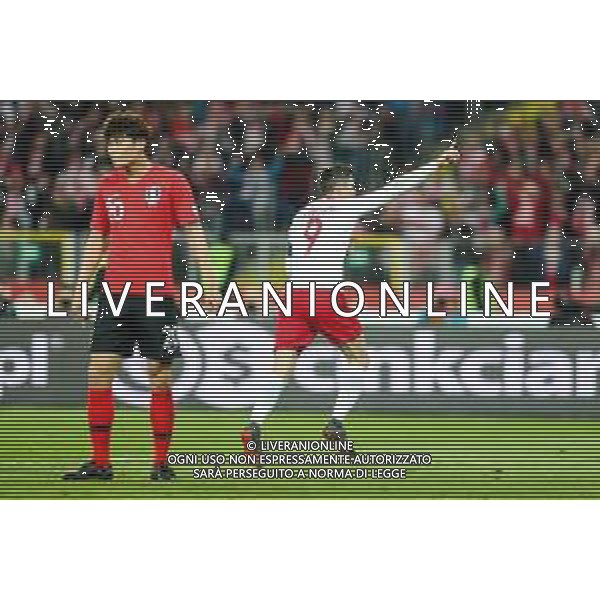 27.03.2018 CHORZOW, STADION SLASKI PILKA NOZNA (FOOTBALL) MECZ TOWARZYSKI REPREZENTACJI NARODOWYCH (INTERNATIONAL FRIENDLY GAME) MECZ POLSKA - KOREA POLUDNIOWA (GAME POLAND - REPUBLIC OF KOREA ) NZ ROBERT LEWANDOWSKI RADOSC, BRAMKA, GOL FOTO LUKASZ GROCHALA/CYFRASPORT / NEWSPIX.PL --- Newspix.pl AG ALDO LIVERANI SAS