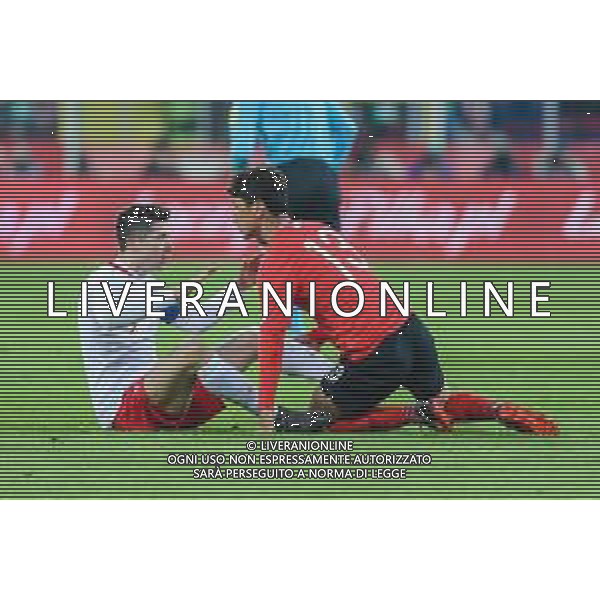 27.03.2018 CHORZOW, STADION SLASKI PILKA NOZNA (FOOTBALL) MECZ TOWARZYSKI REPREZENTACJI NARODOWYCH (INTERNATIONAL FRIENDLY GAME) MECZ POLSKA - KOREA POLUDNIOWA (GAME POLAND - REPUBLIC OF KOREA ) NZ ROBERT LEWANDOWSKI JUNG WOO - YOUNG ZLOSC SMUTEK PLACZ EMOCJE FOTO MARCIN PIRGA / CYFRASPORT / NEWSPIX.PL --- Newspix.pl AG ALDO LIVERANI SAS ONLY ITALY