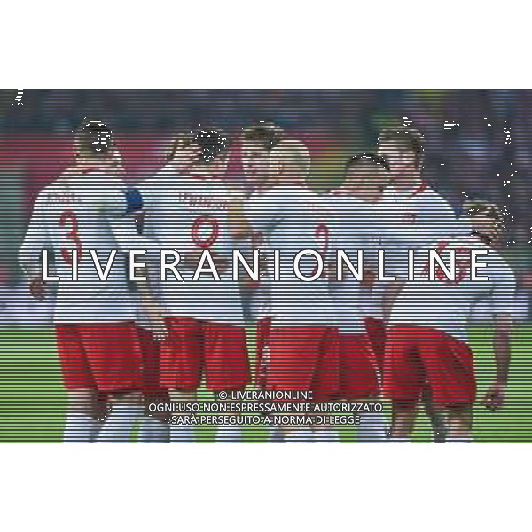 27.03.2018 CHORZOW, STADION SLASKI PILKA NOZNA (FOOTBALL) MECZ TOWARZYSKI REPREZENTACJI NARODOWYCH (INTERNATIONAL FRIENDLY GAME) MECZ POLSKA - KOREA POLUDNIOWA (GAME POLAND - REPUBLIC OF KOREA ) NZ ROBERT LEWANDOWSKI MICHAL PAZDAN PIOTR ZIELINSKI MACIEJ RYBUS TARAS ROMANCZUK DRUZYNA RADOSC GOL BRAMKA EMOCJE FOTO MARCIN PIRGA / CYFRASPORT / NEWSPIX.PL --- Newspix.pl AG ALDO LIVERANI SAS ONLY ITALY