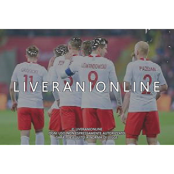 27.03.2018 CHORZOW, STADION SLASKI PILKA NOZNA (FOOTBALL) MECZ TOWARZYSKI REPREZENTACJI NARODOWYCH (INTERNATIONAL FRIENDLY GAME) MECZ POLSKA - KOREA POLUDNIOWA (GAME POLAND - REPUBLIC OF KOREA ) NZ ROBERT LEWANDOWSKI MICHAL PAZDAN PIOTR ZIELINSKI MACIEJ RYBUS TARAS ROMANCZUK DRUZYNA RADOSC GOL BRAMKA EMOCJE FOTO MARCIN PIRGA / CYFRASPORT / NEWSPIX.PL --- Newspix.pl AG ALDO LIVERANI SAS ONLY ITALY