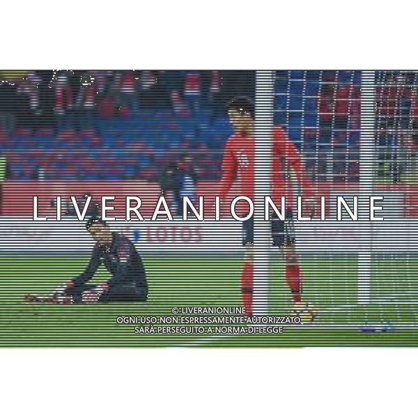 27.03.2018 CHORZOW, STADION SLASKI PILKA NOZNA (FOOTBALL) MECZ TOWARZYSKI REPREZENTACJI NARODOWYCH (INTERNATIONAL FRIENDLY GAME) MECZ POLSKA - KOREA POLUDNIOWA (GAME POLAND - REPUBLIC OF KOREA ) NZ KIM SEUNG - GYU YUN YOUNG - SUN ZLOSC SMUTEK PLACZ EMOCJE FOTO MARCIN PIRGA / CYFRASPORT / NEWSPIX.PL --- Newspix.pl AG ALDO LIVERANI SAS ONLY ITALY