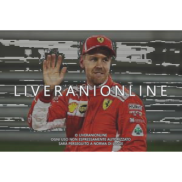 Sebastian Vettel (GER) Ferrari celebrates his pole position in qualifying parc ferme. 07.04.2018. Formula 1 World Championship, Rd 2, Bahrain Grand Prix, Sakhir, Bahrain, Qualifying Day. / AGENZIA ALDO LIVERANI SAS - ITALY ONLY EDITORIAL USE ONLY - F1 Motor Racing - Formula One World Championship - Bahrain Grand Prix - Prove Ufficiali Qualifiche Sakhir, Bahrain 07.04.2018