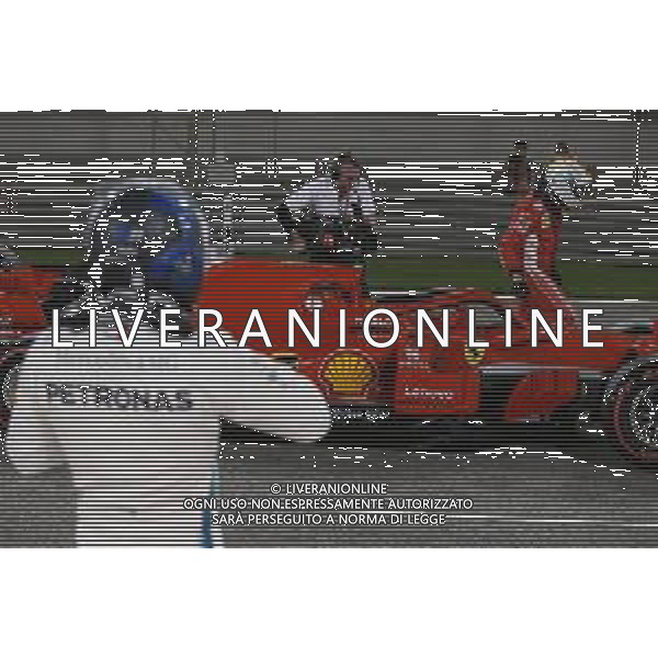 Pole for Sebastian Vettel (GER) Ferrari SF71H and 3rd Valtteri Bottas (FIN) Mercedes AMG F1. 07.04.2018. Formula 1 World Championship, Rd 2, Bahrain Grand Prix, Sakhir, Bahrain, Qualifying Day. / AGENZIA ALDO LIVERANI SAS - ITALY ONLY EDITORIAL USE ONLY - F1 Motor Racing - Formula One World Championship - Bahrain Grand Prix - Prove Ufficiali Qualifiche Sakhir, Bahrain 07.04.2018