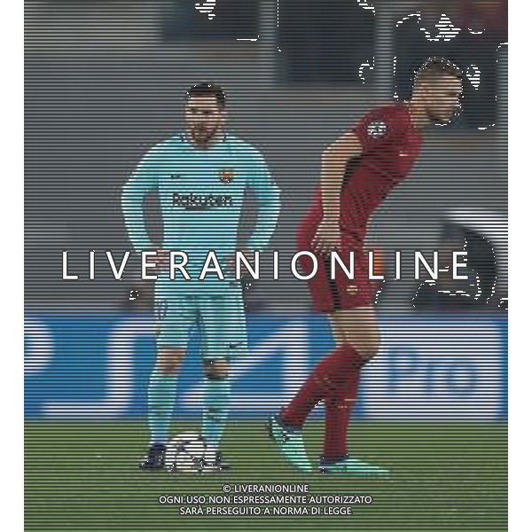 UEFA Champions League 2017/2018 Quarti di Finale Ritorno Roma - 10.04.2018 Roma-Barcellona Nella Foto:delusione di lionel messi dopo il gol di dzeko /Ph.Vitez-Ag. Aldo Liverani