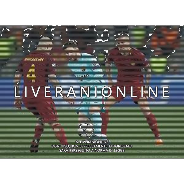UEFA Champions League 2017/2018 Quarti di Finale Ritorno Roma - 10.04.2018 Roma-Barcellona Nella Foto: lionel messi, aleksandar kolarov e radja nainggolan /Ph.Vitez-Ag. Aldo Liverani