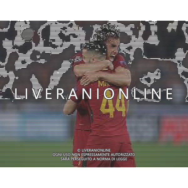 UEFA Champions League 2017/2018 Quarti di Finale Ritorno Roma - 10.04.2018 Roma-Barcellona Nella Foto: esultanza di kevin strootman e kostas manolas che festeggiano a fine gara /Ph.Vitez-Ag. Aldo Liverani
