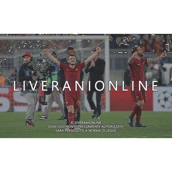 UEFA Champions League 2017/2018 Quarti di Finale Ritorno Roma - 10.04.2018 Roma-Barcellona Nella Foto: esultanza di alessandro florenzi che festeggia a fine gara /Ph.Vitez-Ag. Aldo Liverani
