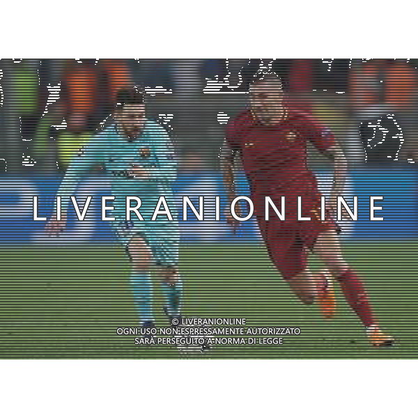 UEFA Champions League 2017/2018 Quarti di Finale Ritorno Roma - 10.04.2018 Roma-Barcellona Nella Foto:Kolarov Aleksander - Messi Lionel /Ph.Vitez-Ag. Aldo Liverani