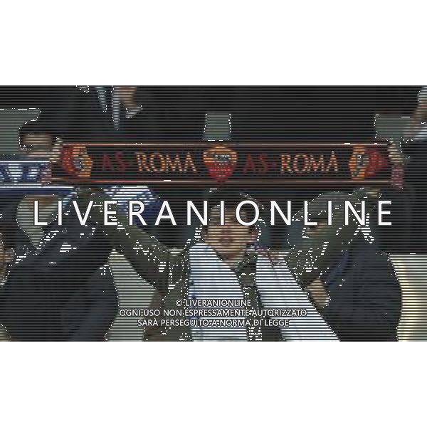 UEFA Champions League 2017/2018 Quarti di Finale Ritorno Madrid - 11.04.2018 Real Madrid-Juventus Nella Foto:tifosi real madrid con la sciarpa della A.S. Roma /Ph.Vitez-Ag. Aldo Liverani