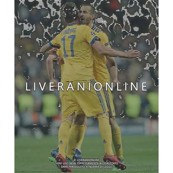 UEFA Champions League 2017/2018 Quarti di Finale Ritorno Madrid - 11.04.2018 Real Madrid-Juventus Nella Foto: esultanza dopo il secondo gol di mario mandzukic con chiellini giorgio /Ph.Vitez-Ag. Aldo Liverani