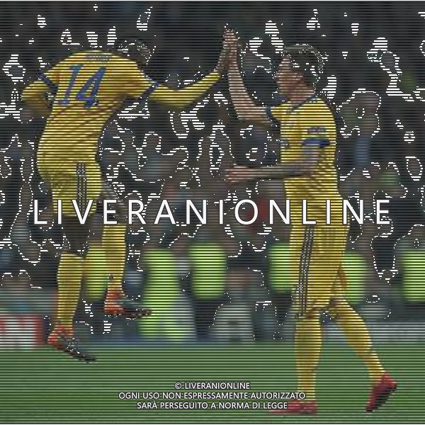 UEFA Champions League 2017/2018 Quarti di Finale Ritorno Madrid - 11.04.2018 Real Madrid-Juventus Nella Foto: esultanza dopo il secondo gol di mario mandzukic con blaise matuidi /Ph.Vitez-Ag. Aldo Liverani